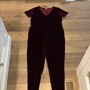 Elegant Velvet Romper in Merlot